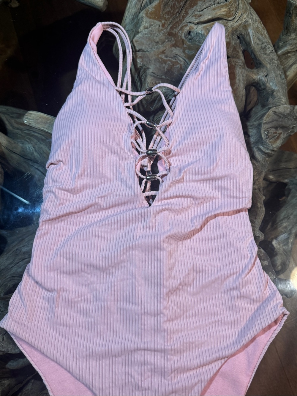 Pink Ribbed One-Piece Swimsuit - Picture 2 of 6